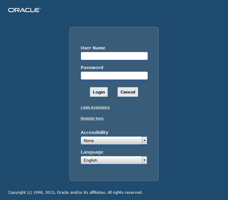 VCP EBS Login Page