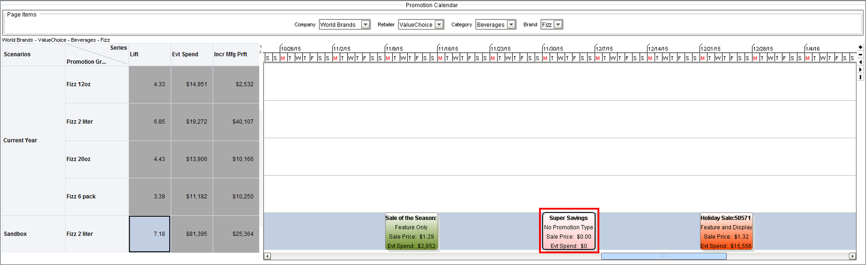 Promotion Calendar with newly created promotion