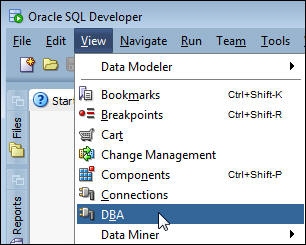 navigate to DBA pane