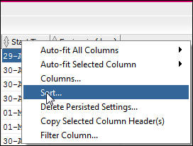 Choosing Sort on Start Time column