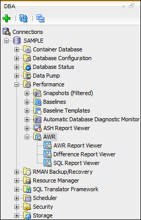 DBA navigator with AWR expanded