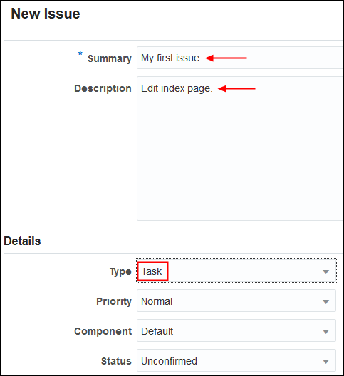 Entering issue data