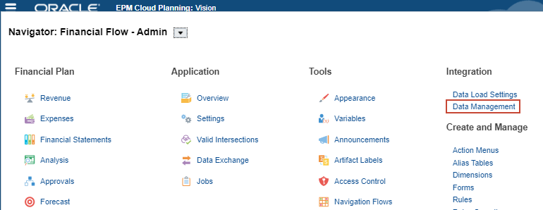 Navigating to Data Management