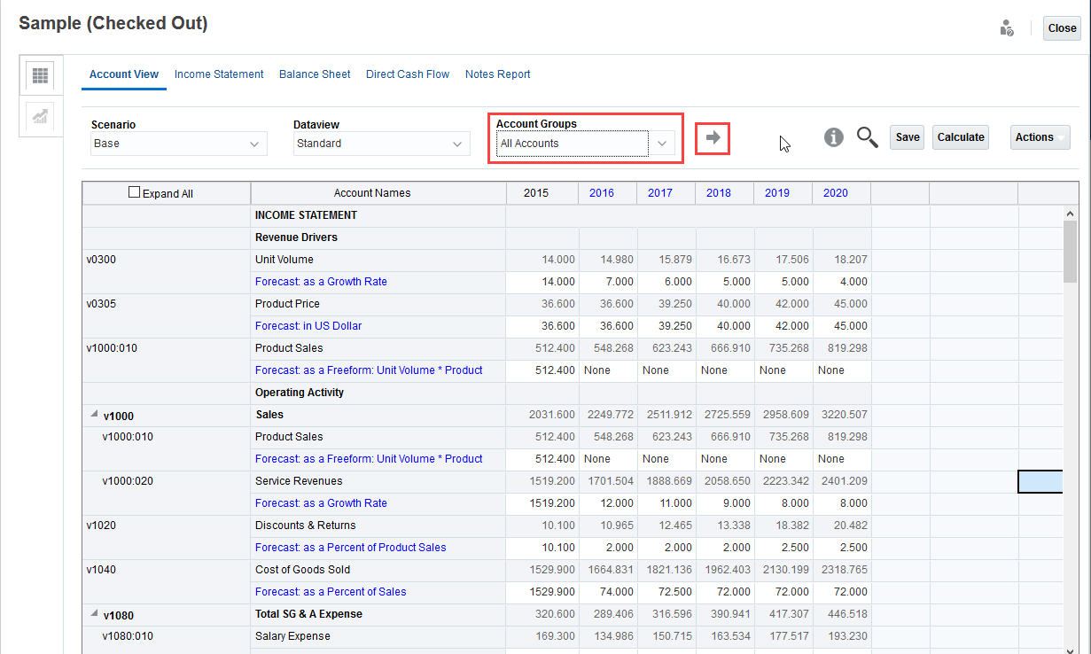 Managing subaccounts with Strategic Modeling