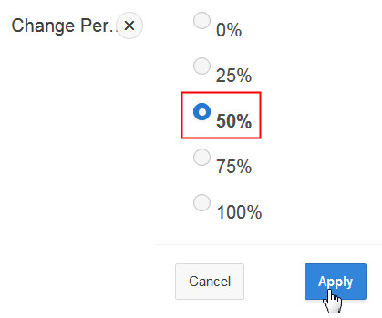 Change Percent dialog box