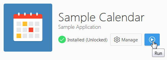 Sample Calendar Installed and Unlocked