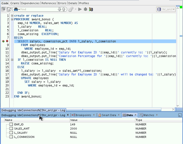 Testing and Debugging Procedures using SQL Developer