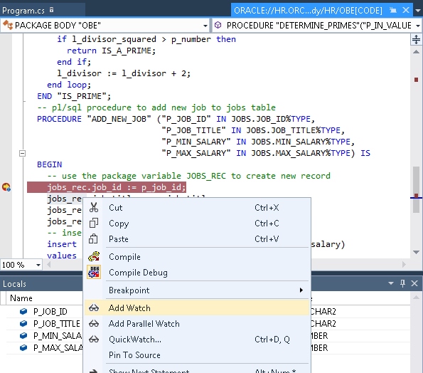 Debugging Oracle PLSQL