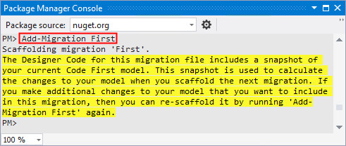 Code First Migrations: Type Add-Migration First