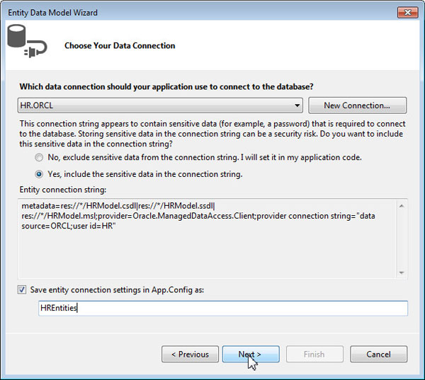 Creating an Entity Data Model using the Entity Data Model Wizard