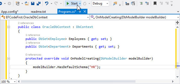 Code First: Click Start