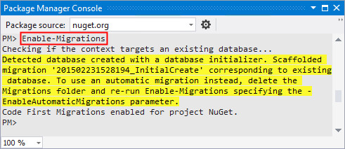 Code First Migrations: Type Enable-Migrations