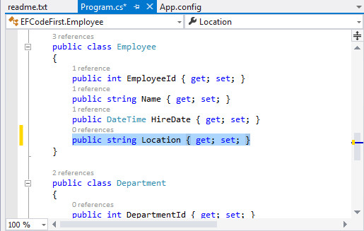 Code First Migrations: Uncomment Location attribute