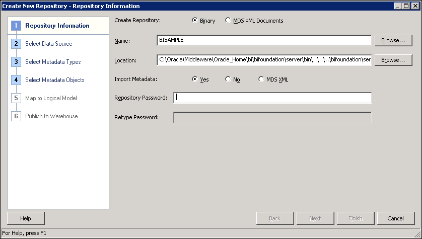 Creating a Repository Using the Oracle BI Administration Tool (12.2.1.0.0)