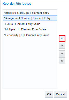 Reorder the spreadsheet attributes