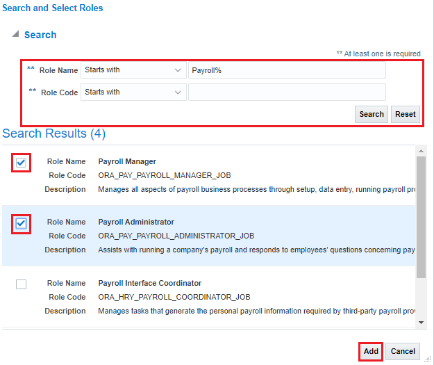 Search for and select job roles that should have spreadsheet access