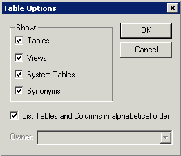 Table Options