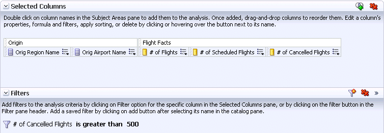 Flight Delays Report Selected Columns