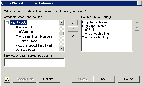 Selected columns