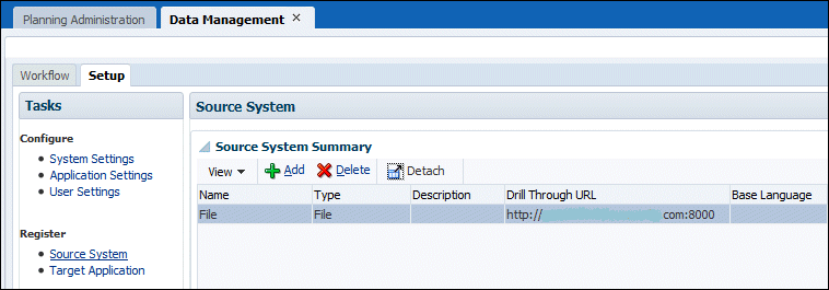 Source System Summary grid