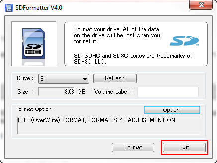 SDFormatter dialog