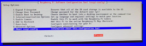 Raspberry Configuration Screen