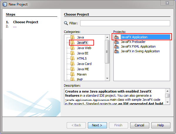 NetBeans New Project Dialog