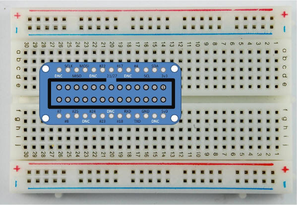 Place the connector on the bread board Breadboard