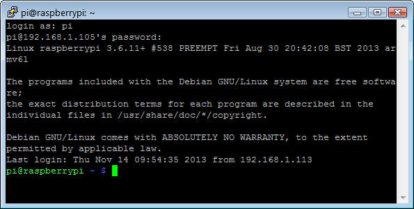 Connect using PuTTY PuTTY Connection