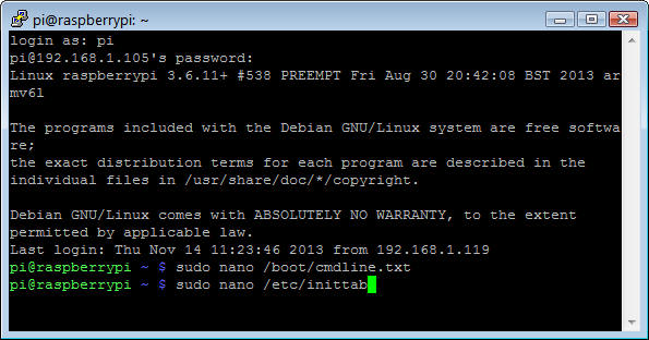 Write and close the file PuTTY Connection