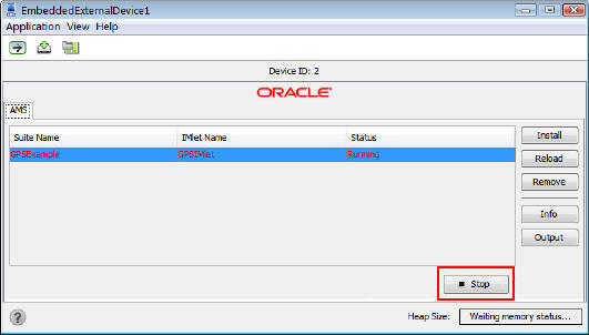 Click Stop EmbeddedExternalDevice 1 Emulator