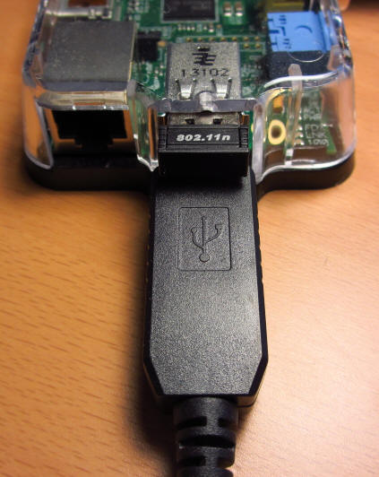 Plug the USB side into the Raspberry Pi Raspberry Pi