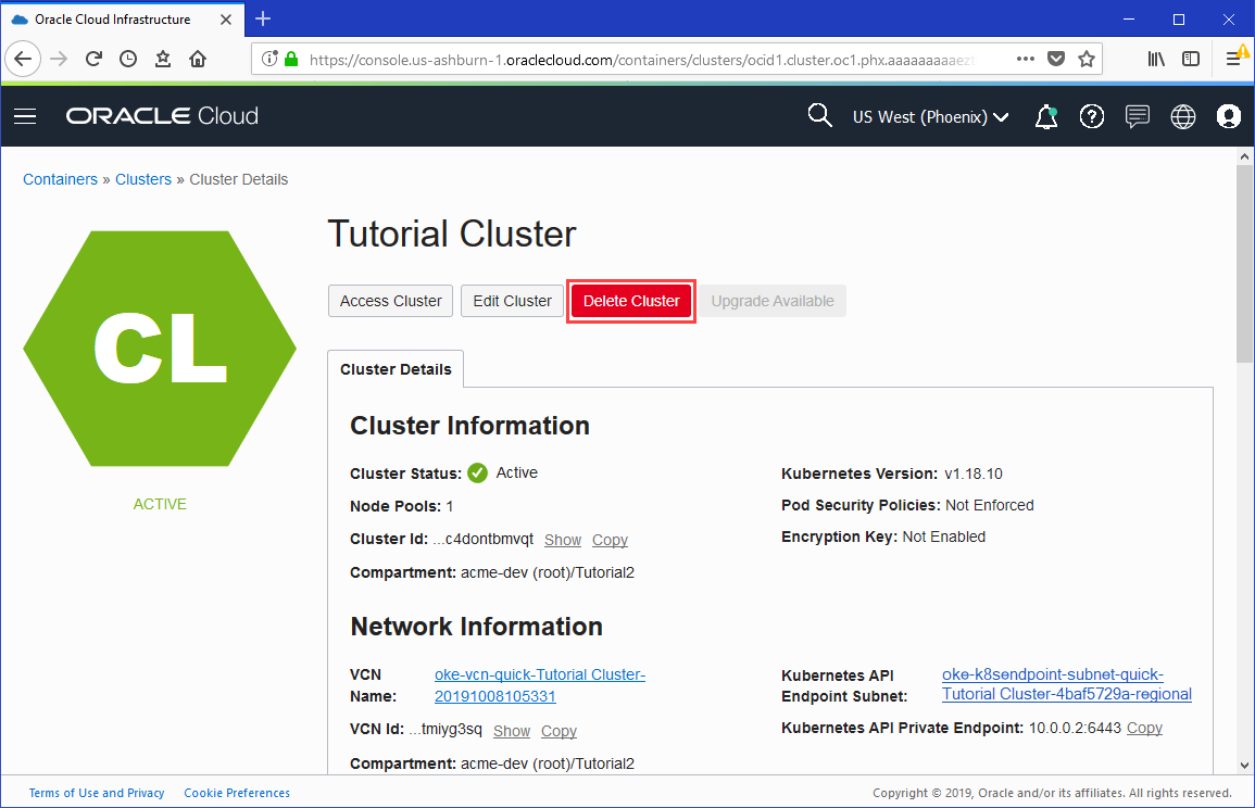 Cluster Details page