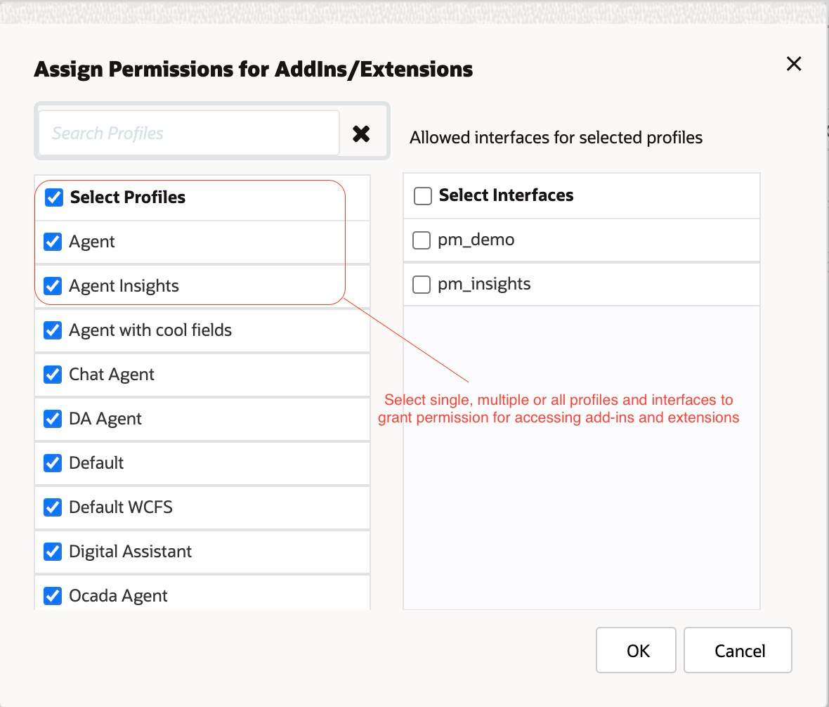 Assign Profile permissions - Extensions and Add-ins