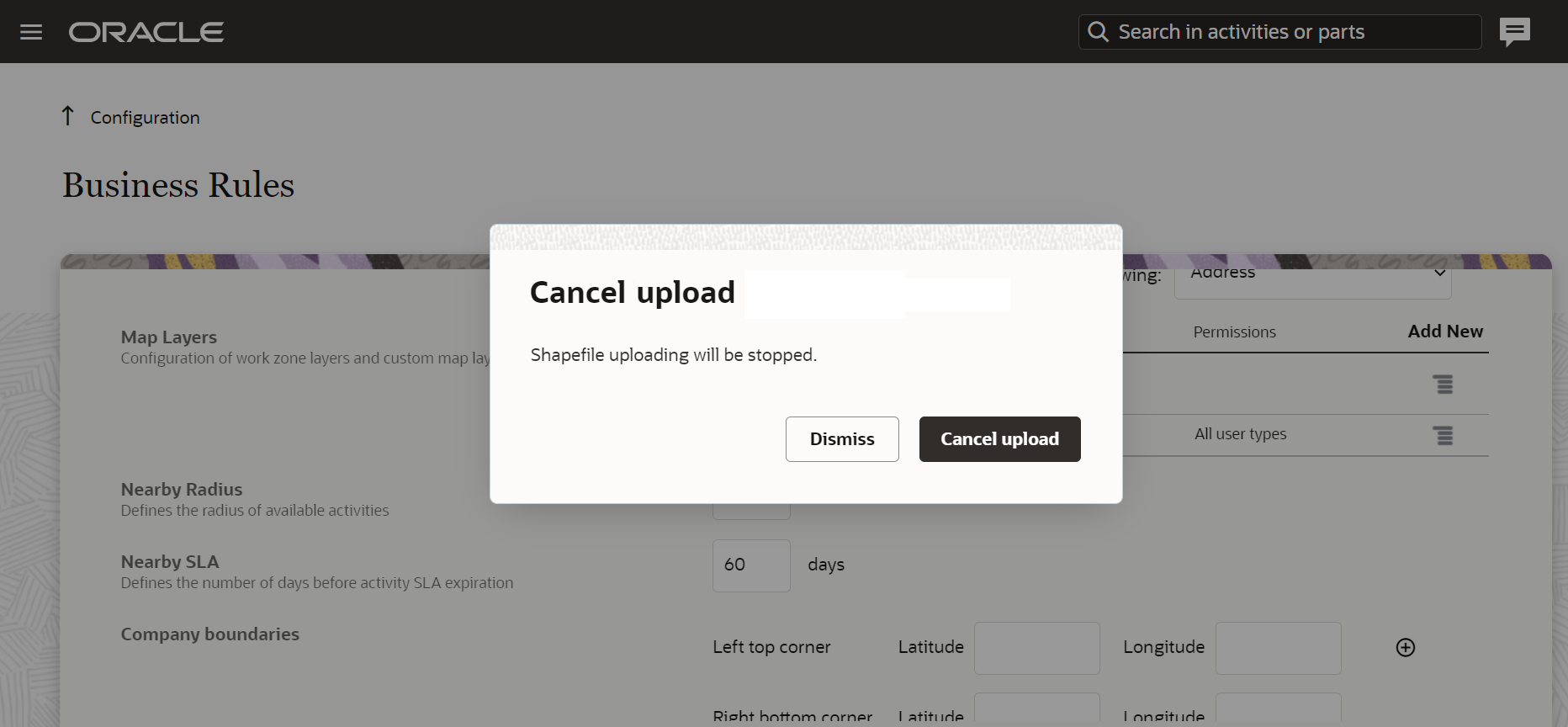 This screenshot shows the Cancel upload dialog box.