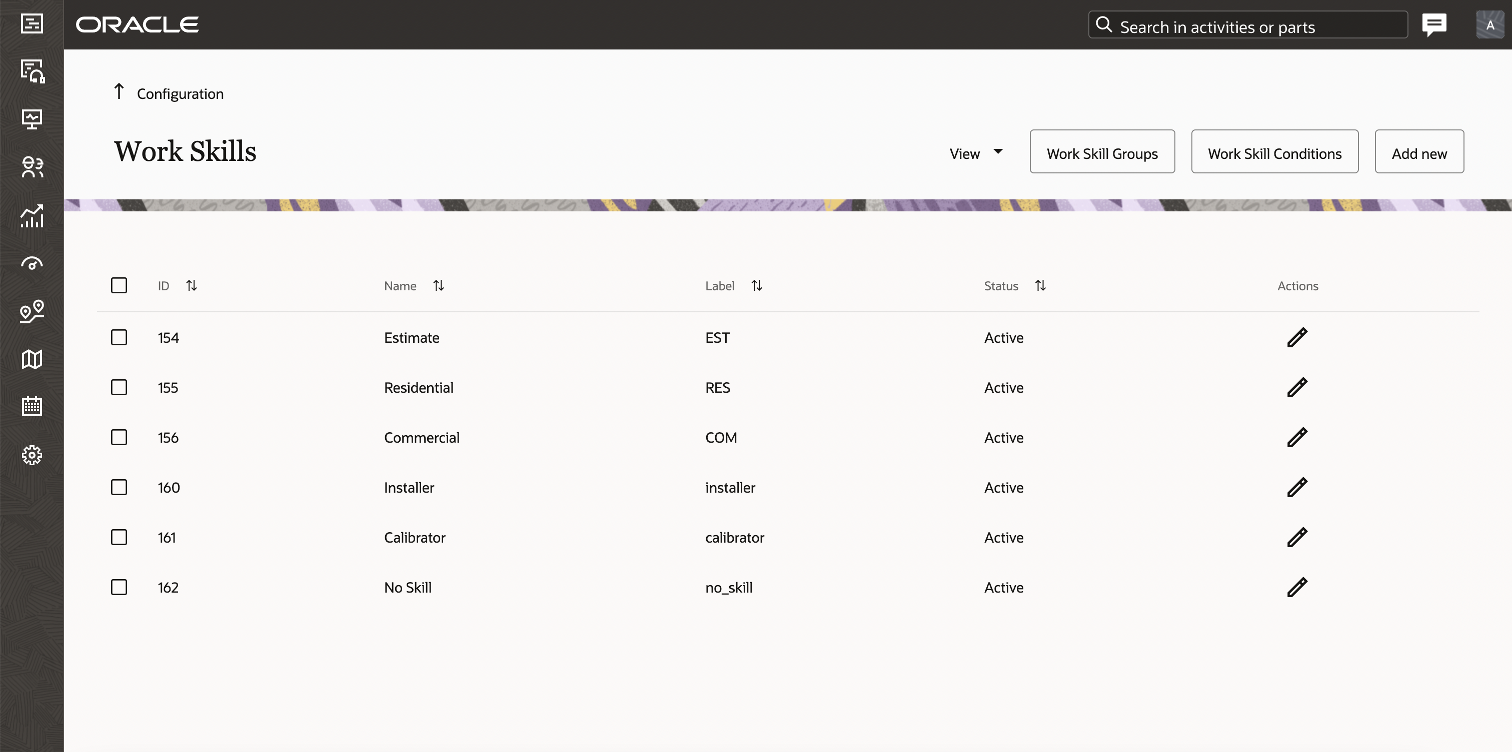 This screenshot shows the Work Skills page in Redwood style.