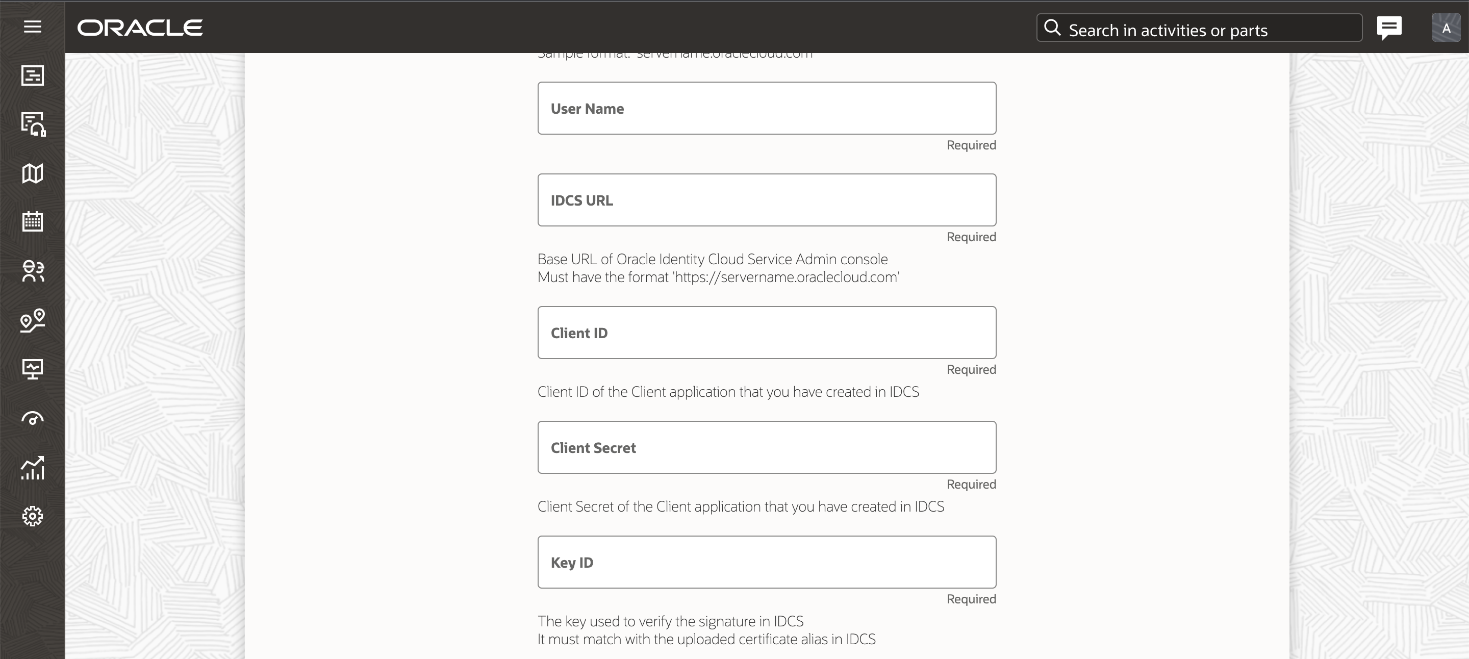 This screenshot shows the Add Application page with OAuth 2.0 authentication fields (continued).