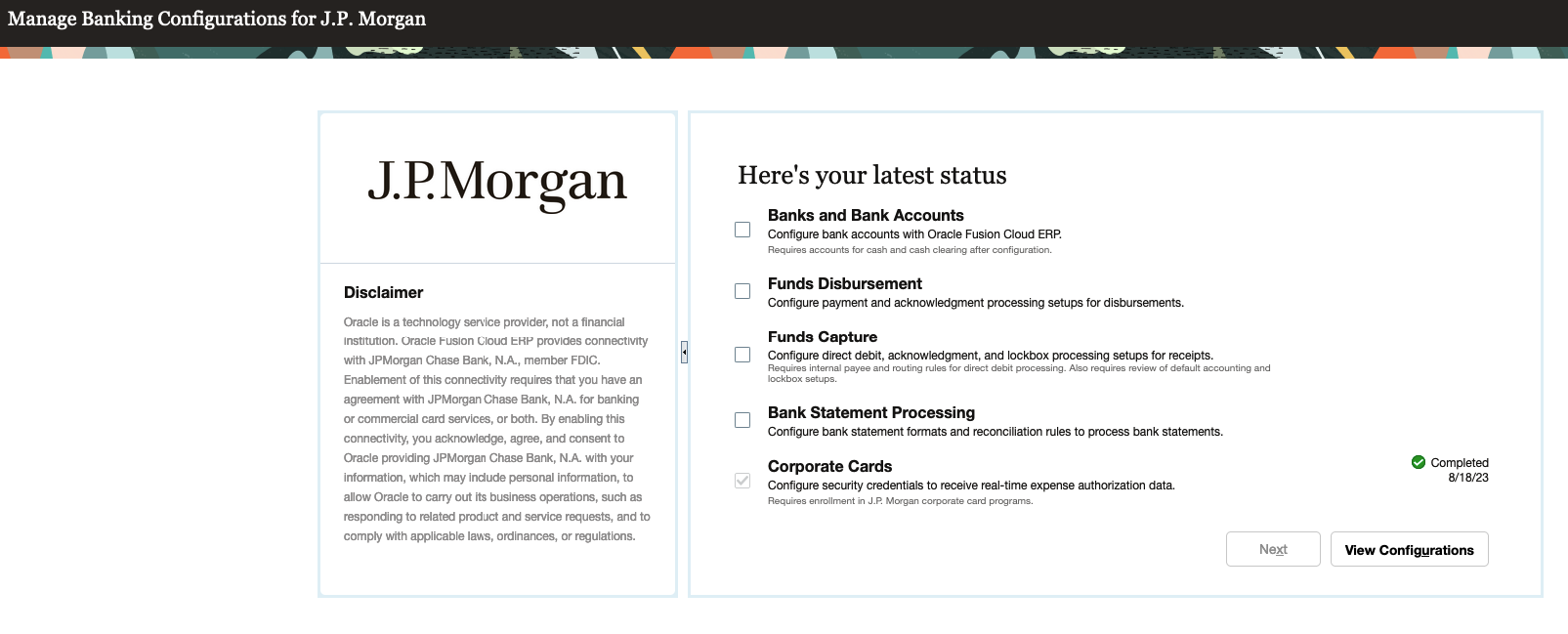 J.P. Morgan onboarding setup