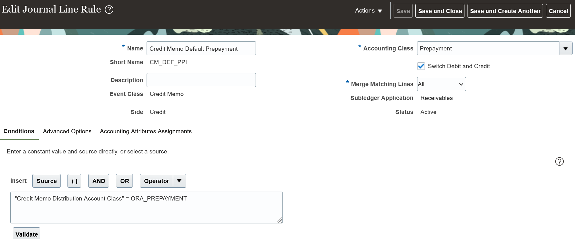 Prepayment Credit Memo Journal Line Rule