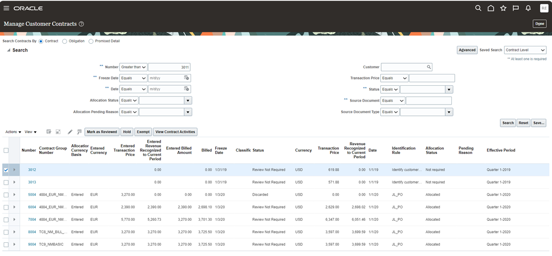 Manage Customer Contracts