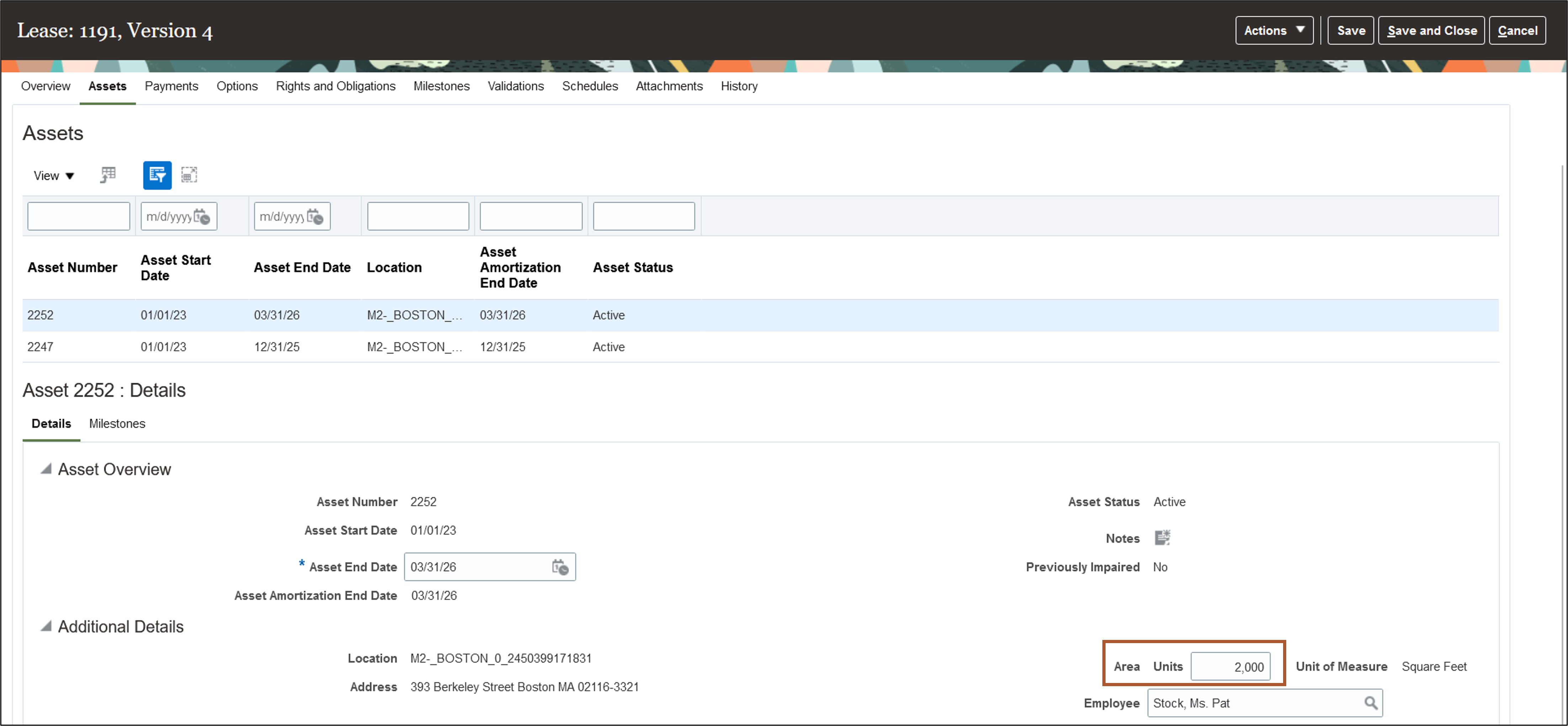 Amend lease to partially reduce the leased area