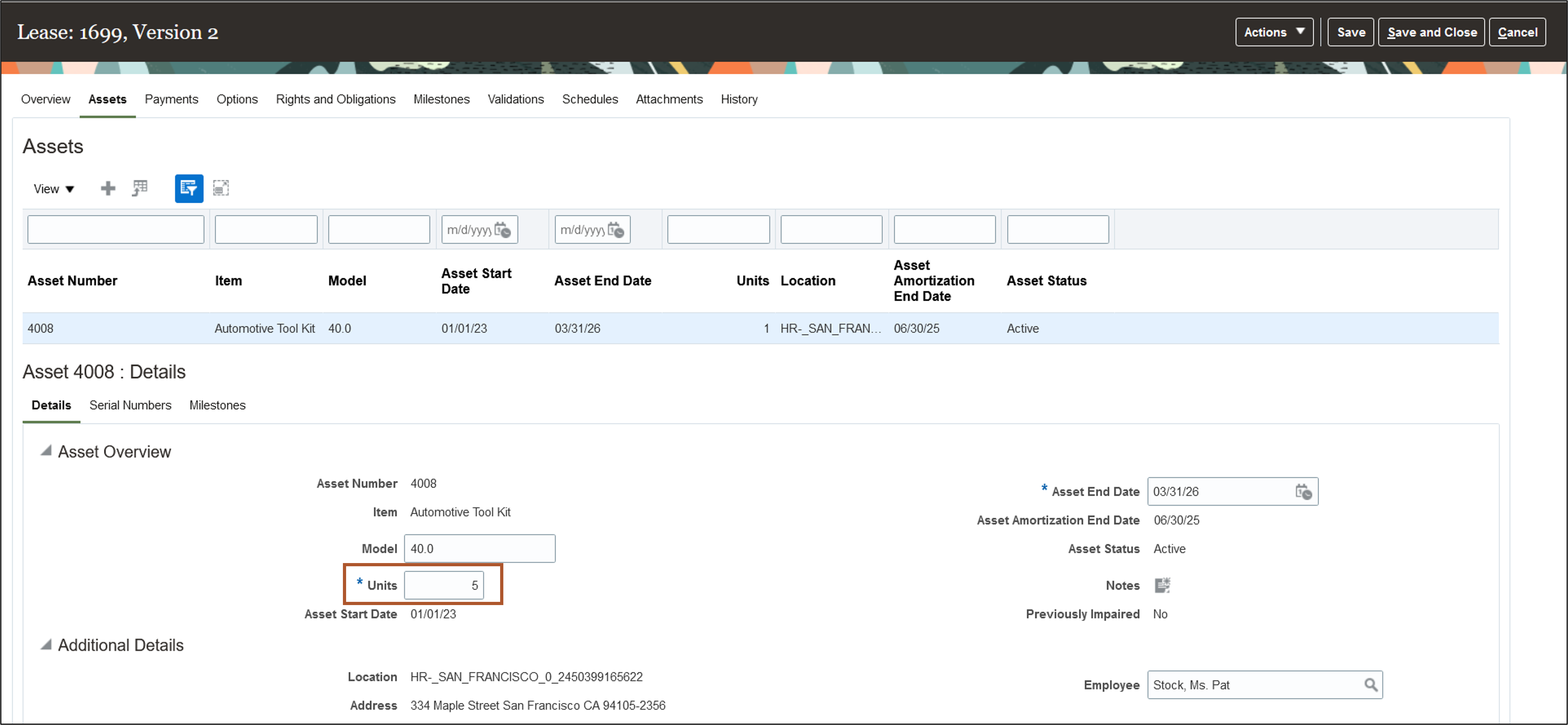 Amend lease to partially reduce the units of leased equipment