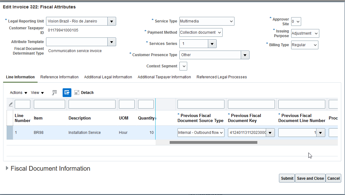 Update Fiscal Attributes page for Adjustment