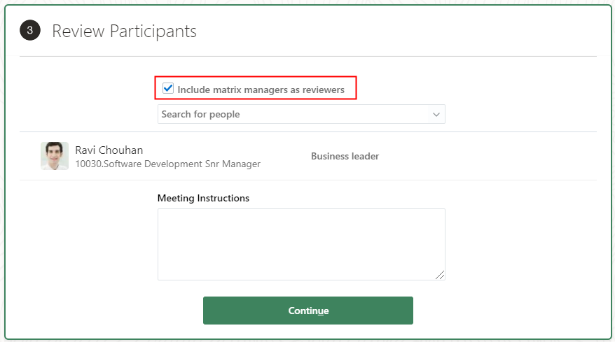 The image shows the Review Participants section.