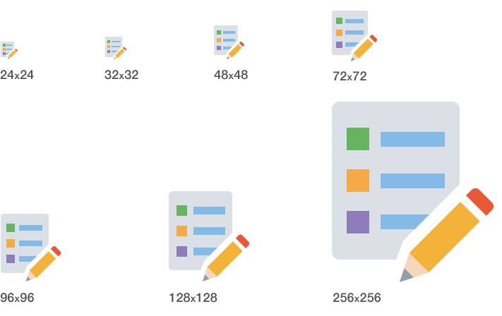 Full Palette Icons Sizes