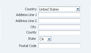 A form showing editable address format