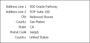 Read-Only address format for US English: Address line 1, Address line 2, City, County, State, Postal Code, and Country.