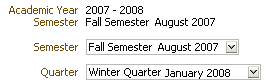 Academic Period Options with Months Specified