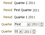 A form featuring both read-only and editable quarter options