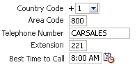 Example of multiple line/multiple telephone field layout in US (editable state)